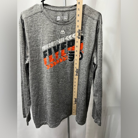 Majestic Gray Philadelphia Flyers Evolution Tee Cool Base Long Sleeve Tee - Picture 5 of 6